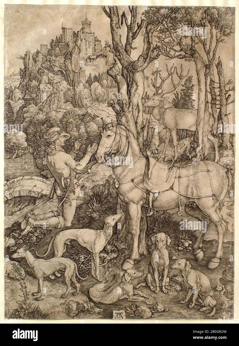 Albrecht Dürer, Allemand, 1471–1528, Saint Eustace, Ch. 1501, Gravure sur papier, image : 13 15/16 x 10 3/16 po. (35,4 x 25,9 cm Banque D'Images