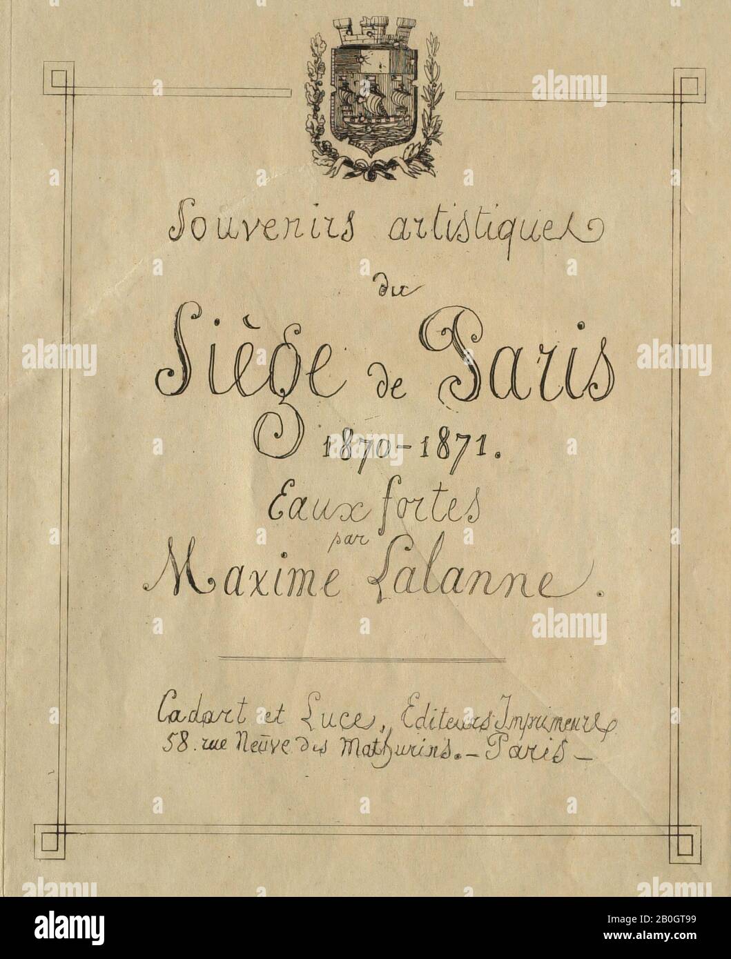 Maxime Lalanne, Français, 1827–1886, Frontispiece, Du siège de Paris, 1871, Etching sur papier vélin, image : 11 3/16 x 8 7/16 po. (28,4 x 21,4 cm Banque D'Images