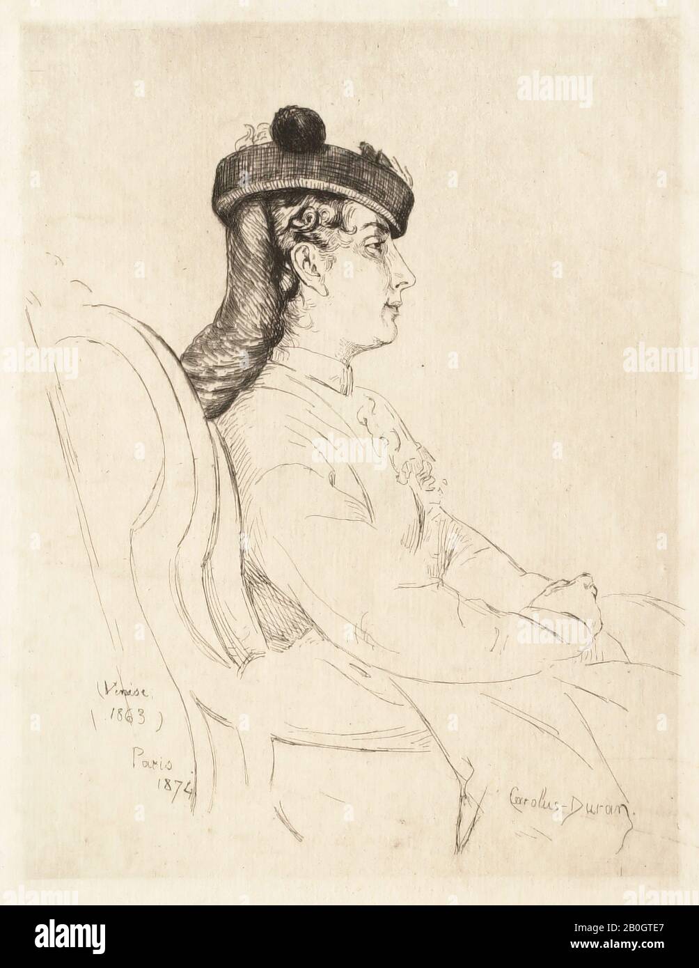 Carolus-Duran, Français, 1837–1917, Souvenir de Voyage à Venise, 1874, gravure sur papier de chine, image: 9 3/16 x 7 po. (23,3 x 17,8 cm Banque D'Images