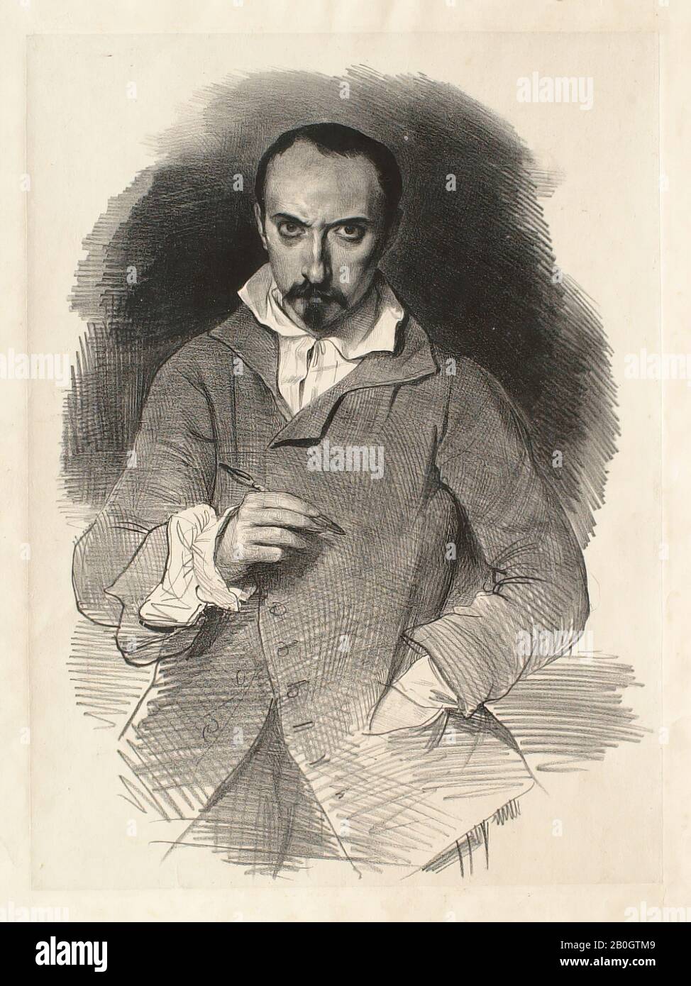 Achille Devéria, Français, 1800–1857, Autoportrait, C. 1830, Lithographe sur chine appliqué sur papier vélin, image : 16 7/16 x 12 3/16 po. (41,8 x 31 cm Banque D'Images