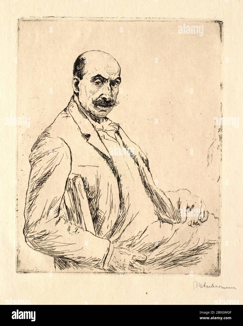 Max Liebermann, allemand, 1847–1935, autoportrait, 1906, gravure sur papier ponté, plaque: 9 3/4 x 7 13/16 po. (24,8 x 19,8 cm Banque D'Images