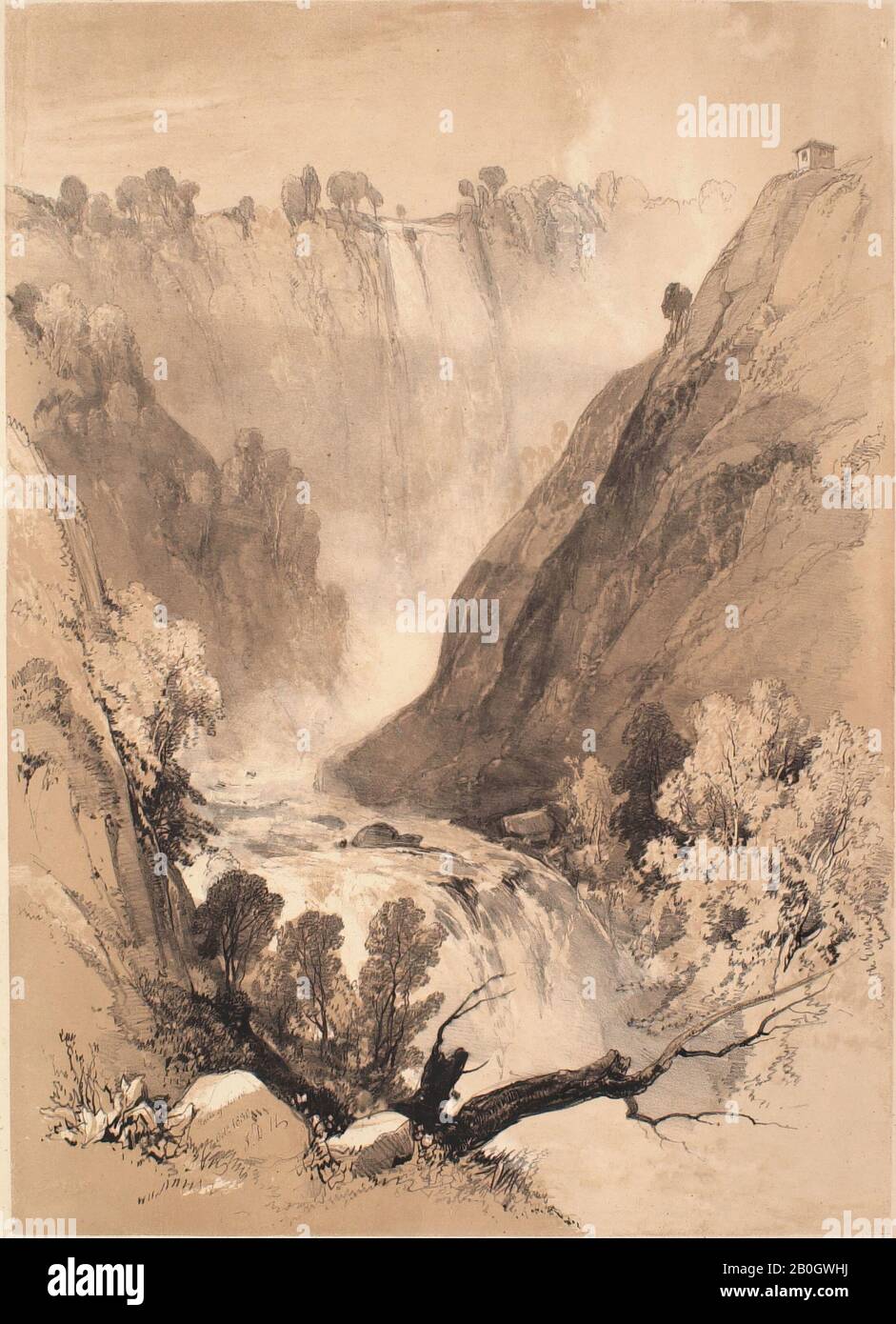 James Duffield Harding, Anglais, 1798–1863, la chute de Terni, 1837, Lithographe sur papier vélin, image : 15 3/8 x 11 po. (39 x 28 cm Banque D'Images