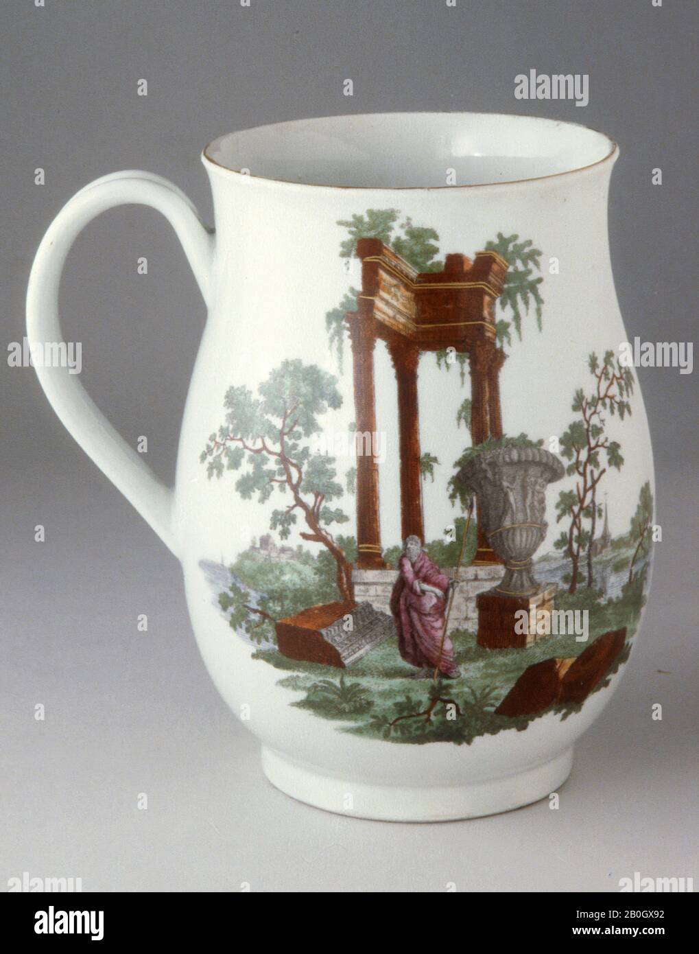 Usine de manufacture de porcelaine de Worcester, anglais, 1751–présent, Mug, c. 1765–c. 1770, porcelaine à pâte souple, Dans L'Ensemble : (15,2 cm Banque D'Images