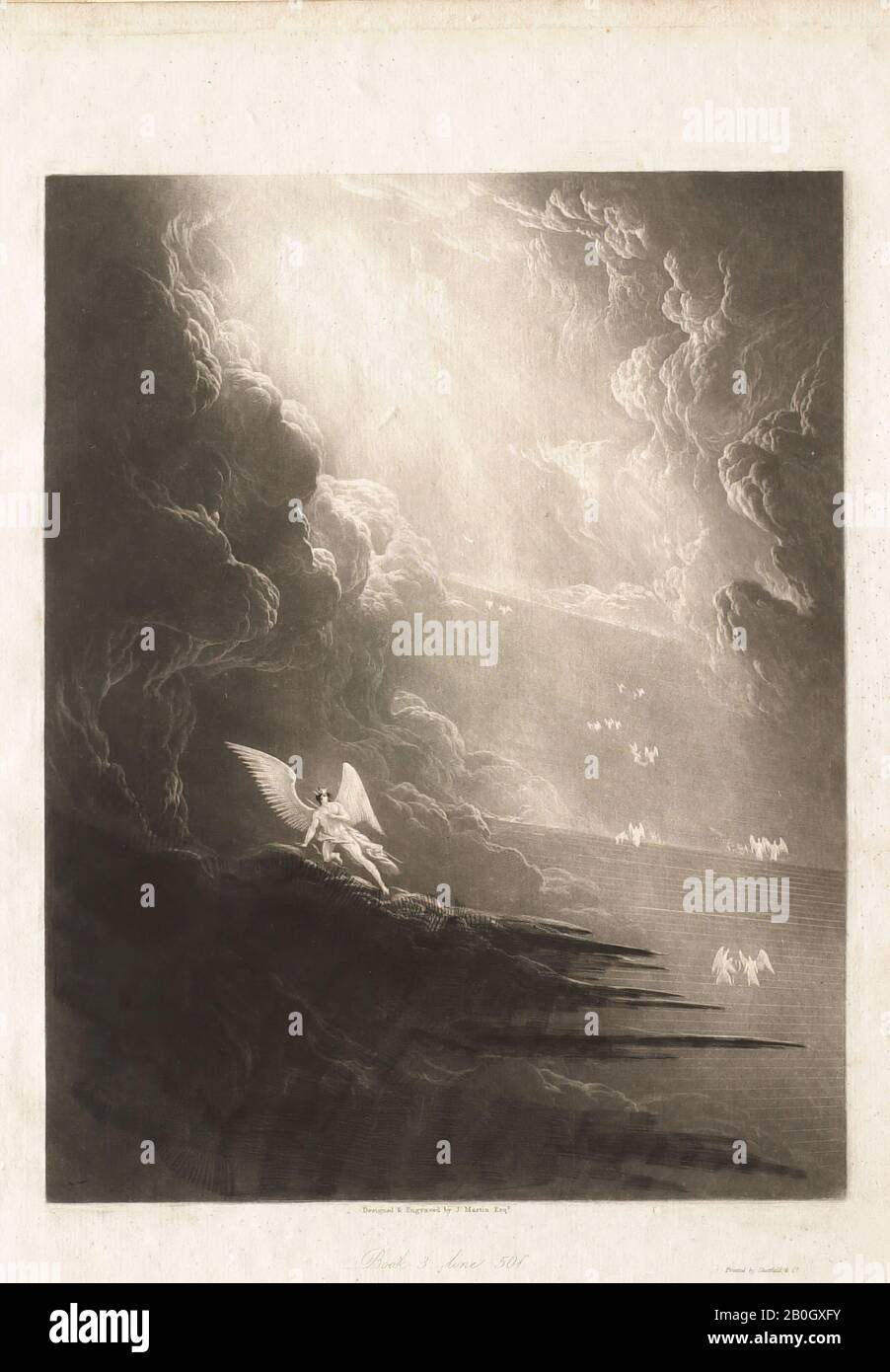 John Martin Anglais 17 1854 Satan En Vue De L Ascension Vers Le Ciel Paradis Perdu Livre 3 Ligne 501 15 Mezzotint Sur Papier Pose Image 10 11 16 X 8 5 16 In 27 1 X 21 1 Cm Photo Stock Alamy
