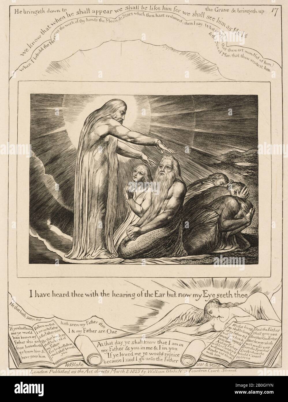 William Blake, Anglais, 1757–1827, la Vision de Dieu, À Partir Des Illustrations du Livre du travail, 1825, Gravure sur le papier de coulis de chine sur le papier de cousse de crème, Chine : 8 1/4 x 6 5/16 in. (21 x 16 cm Banque D'Images