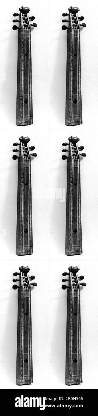 Amant constant (Amé) Lambert, Epinette des Vosges, Français, Amant constant (Amé) Lambert (Français, la Girmont 1843–1908 Val-d'Ajol), fin du XIXe siècle, Valdajol, France, Français, bois, métal, W. 2 13/16 x D. 1 1/8 x L. 20 11/16 in. (7,2 x 2,9 x 52,6 cm), Longueur Du Son : 15 15/16 po. (40,5 cm), cordophone-Zither-plucked Banque D'Images
