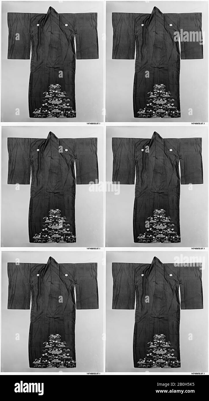 Kimono de femme, Japon, XIXe siècle, Japon, soie, Total : 63 1/4 x 48 1/2 po. (160,7 x 123,2 cm), textiles-costumes Banque D'Images