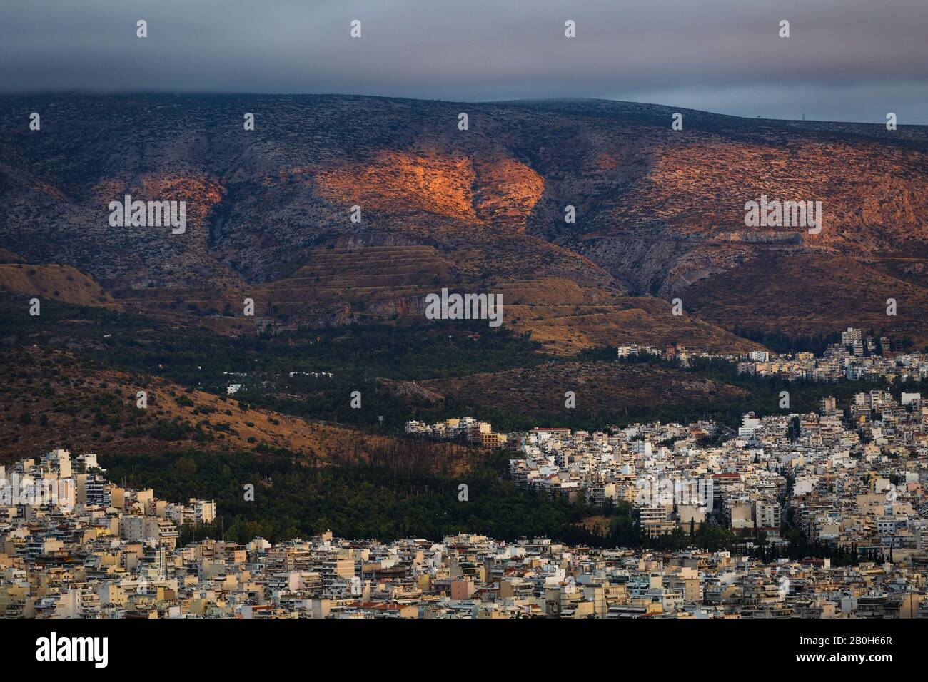 Vue de l'est de la colline du Lycabette Athènes, Grèce. Banque D'Images