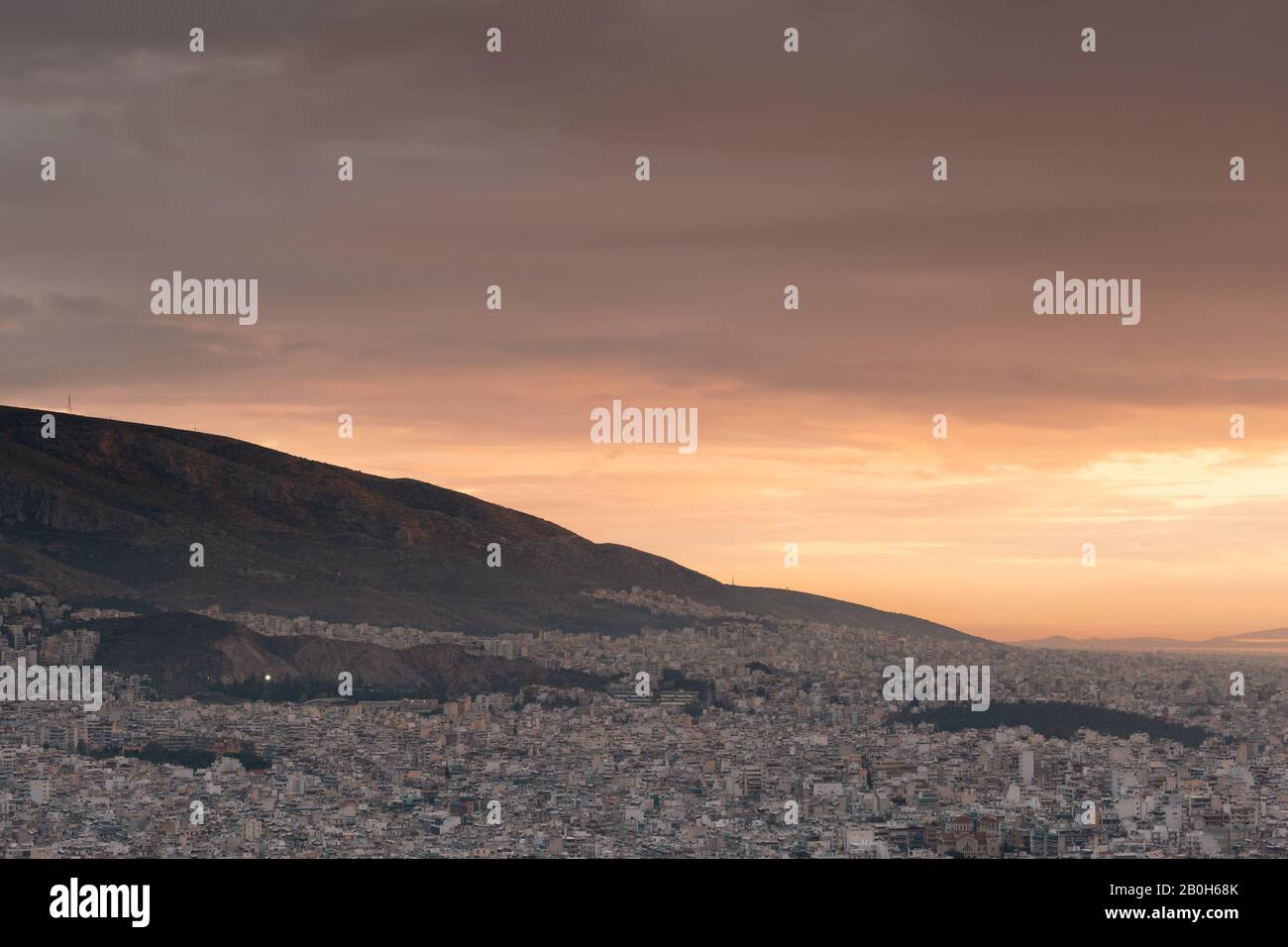 Vue de l'est de la colline du Lycabette Athènes, Grèce. Banque D'Images