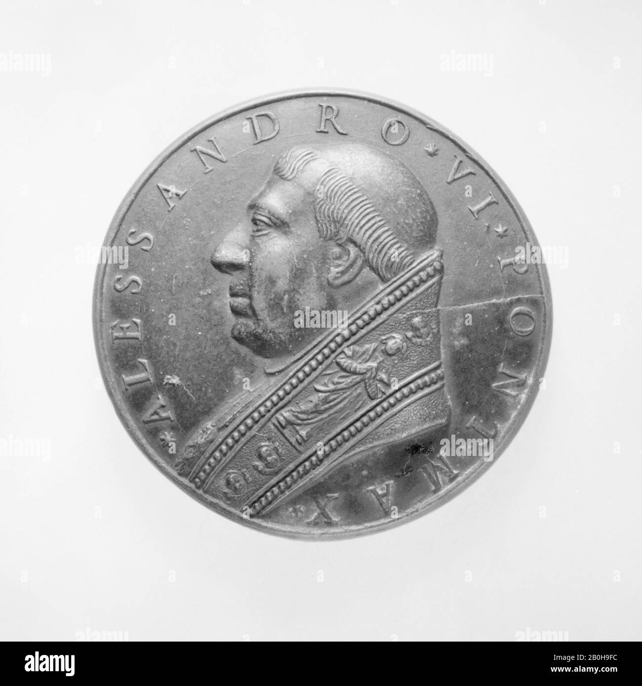 Médaillée: Giovanni Paladino, Alexandre VI (Pape, 1492–1503), Italien, Rome, médaillé: Giovanni Paladino, fin du XVIe siècle, Italien, Rome, Bronze, diamètre: 1 3/4 po. (44 mm), médailles et plaquettes Banque D'Images