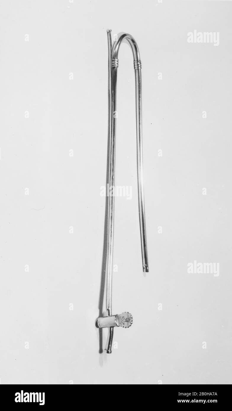 Marquand and and Company, Siphoning tube, American, Marquand and Company (actif 1833–39), 1833–38, Fabriqué à New York, New York, États-Unis, American, Silver, Total : 14 9/16 x 4 9/16 in. (37 x 11,6 cm) ; 4 oz. (123,9 g), tube : diam. 3/8 in. (1 cm), argent Banque D'Images