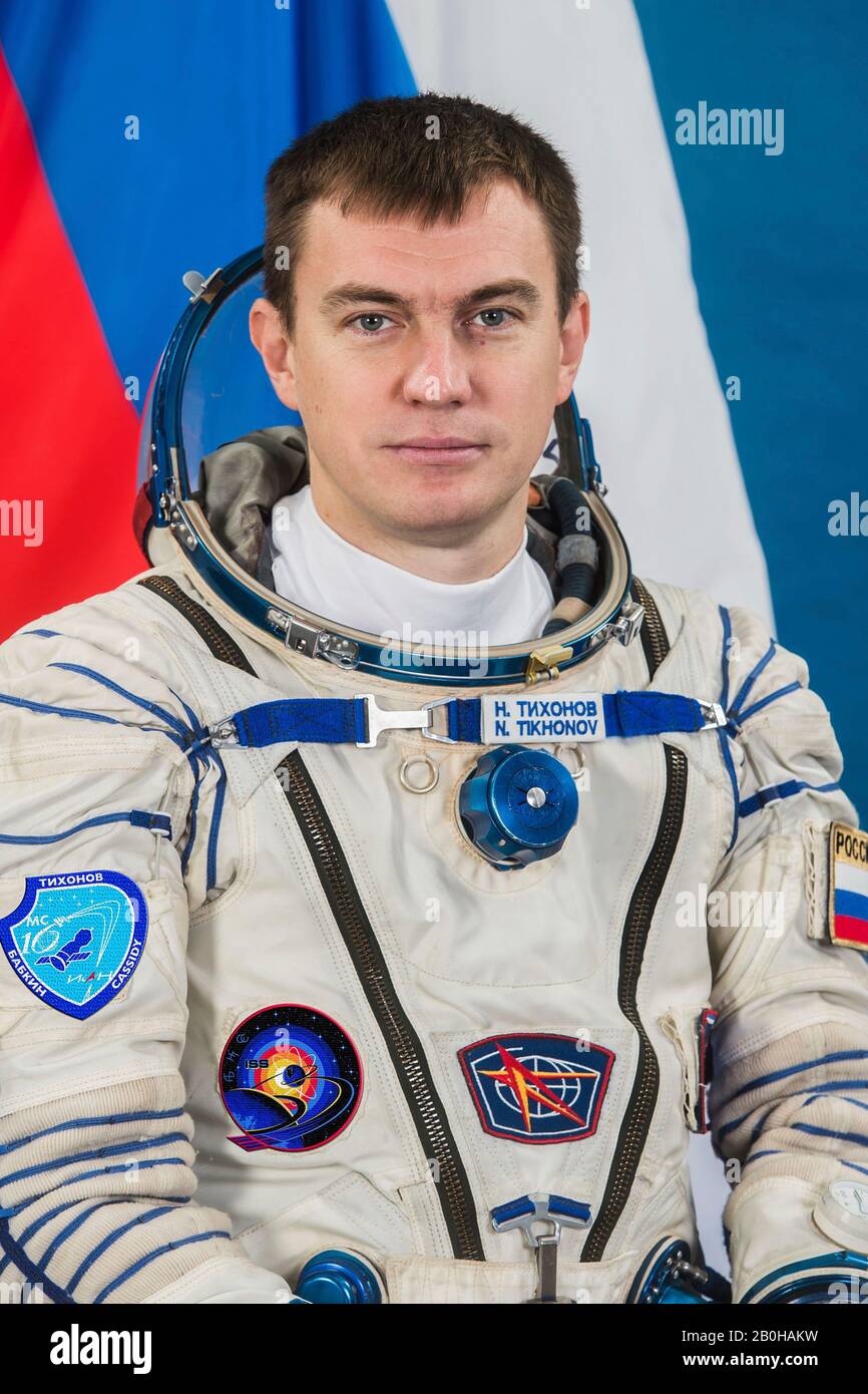 L'expédition de la Station spatiale internationale 63 le membre d'équipage de premier choix Nikolai Tikhonov de Roscosmos pose pour un portrait au centre d'entraînement du cosmonaute de Gagarin le 18 décembre 2019 à Star City, en Russie. L'expédition 63 devrait être lancée à la Station spatiale internationale en avril 2020. Banque D'Images