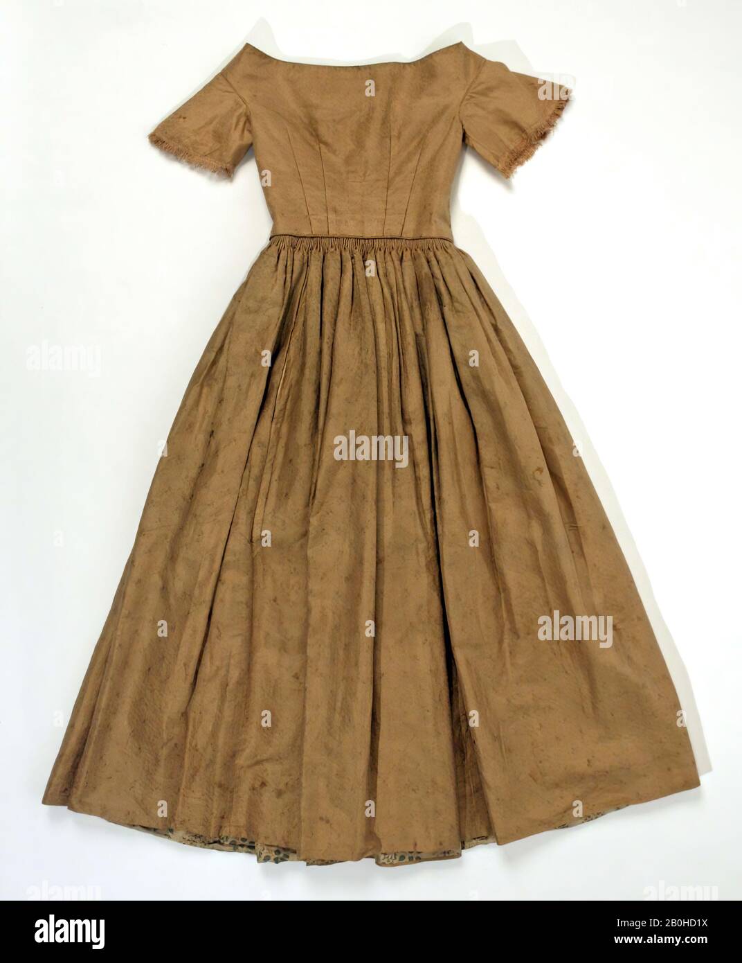 Robe, américaine, fin 1840, américaine, soie, coton Banque D'Images