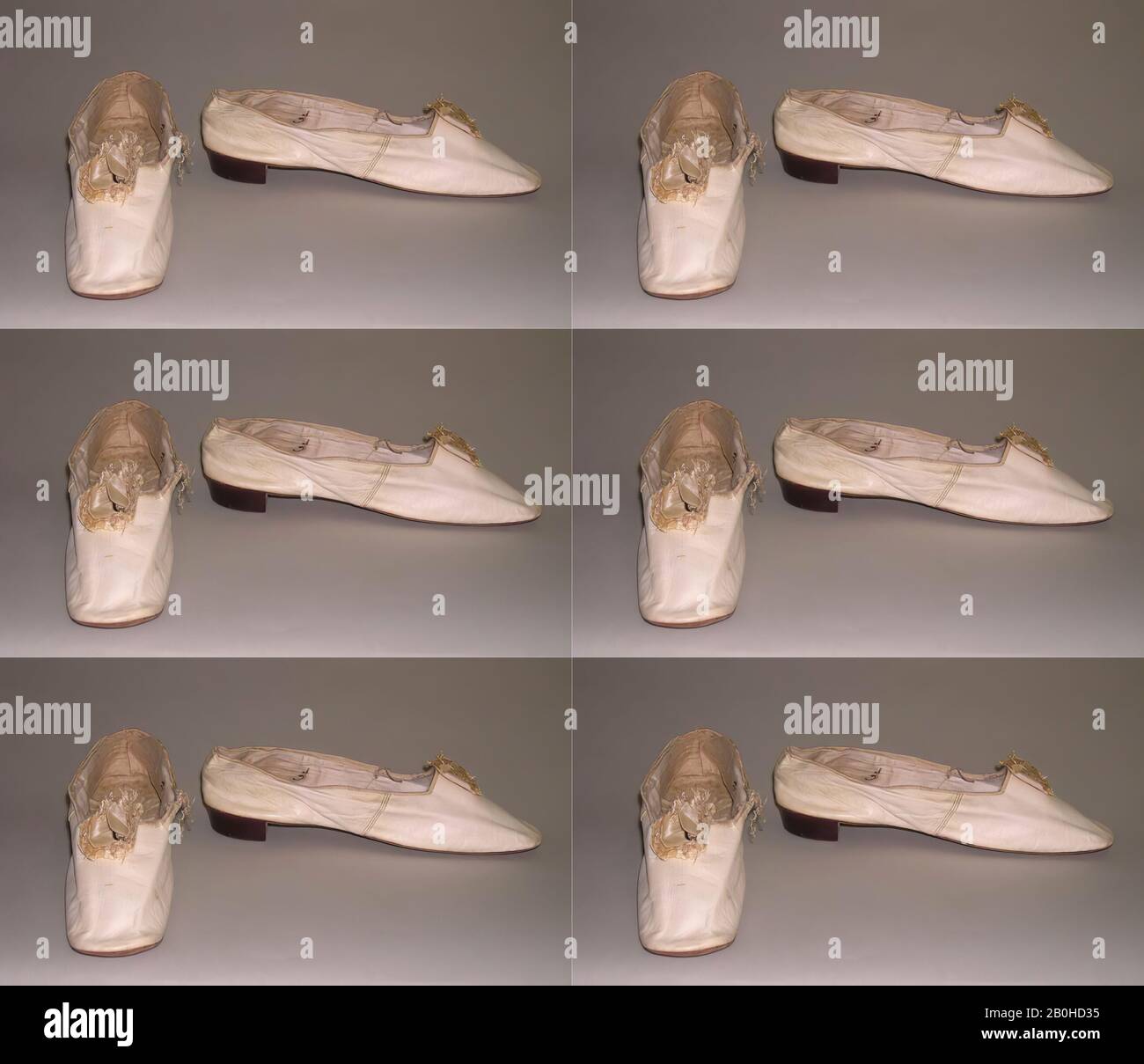 Chaussures, américaines, 1840, américaines, cuir, soie Banque D'Images