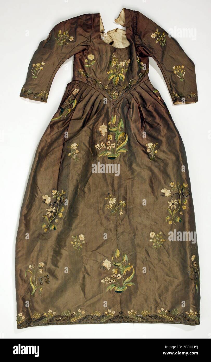 Robe, probablement italienne, 1840, probablement italienne, soie, fil métallique, coton Banque D'Images