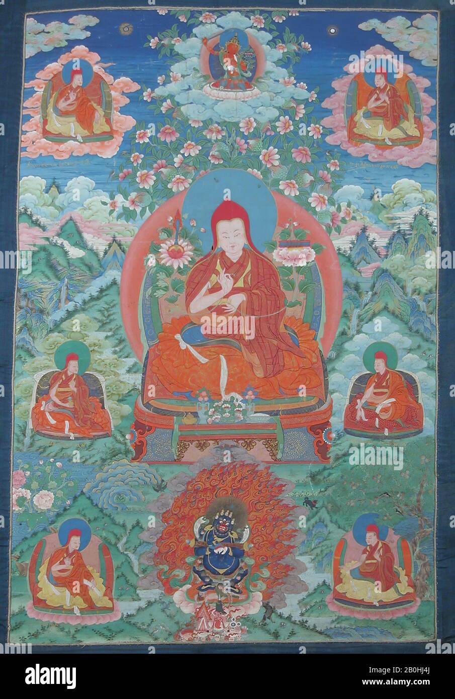 Sakya Pandita, Tibet oriental, XVIIIe siècle, Tibet oriental, Distemper sur tissu, image: 28 x 18 1/2 po. (71,1 x 47 cm), Hors Tout (avec brocart) : 48 x 27 po. (121,9 x 68,6 cm), Peintures Banque D'Images