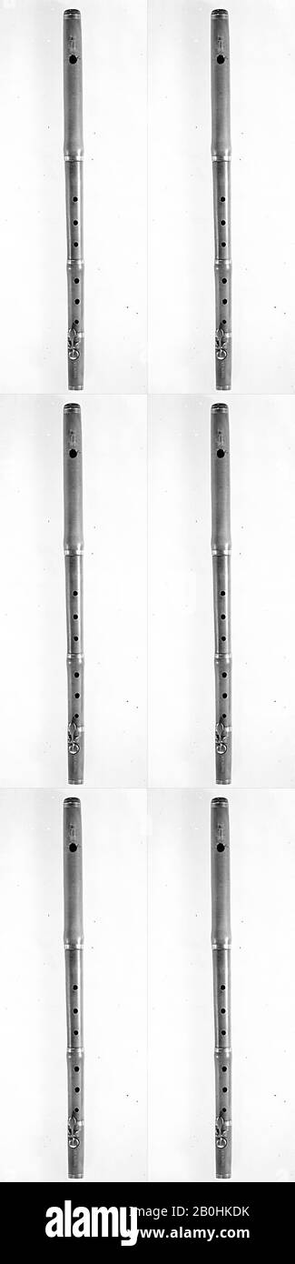 Goujure transversale en F, britannique, début du XIXe siècle, Royaume-Uni, britannique, bois, argent, L. 507 mm., longueur Emboucure 440 mm., flûte à bec aerophone-Blow (transversale Banque D'Images