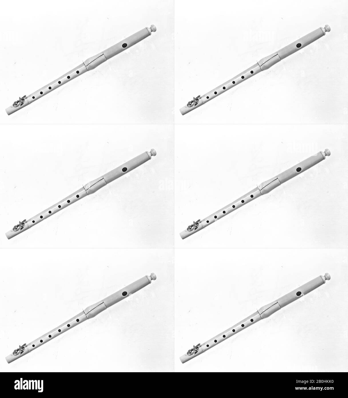 Piccolo en F, français, début du XIXe siècle, France, français, ivoire, argent, L. 300 mm., Emboucure L. 235 mm., flûte à bec aerophone-Blow (transversale) Banque D'Images