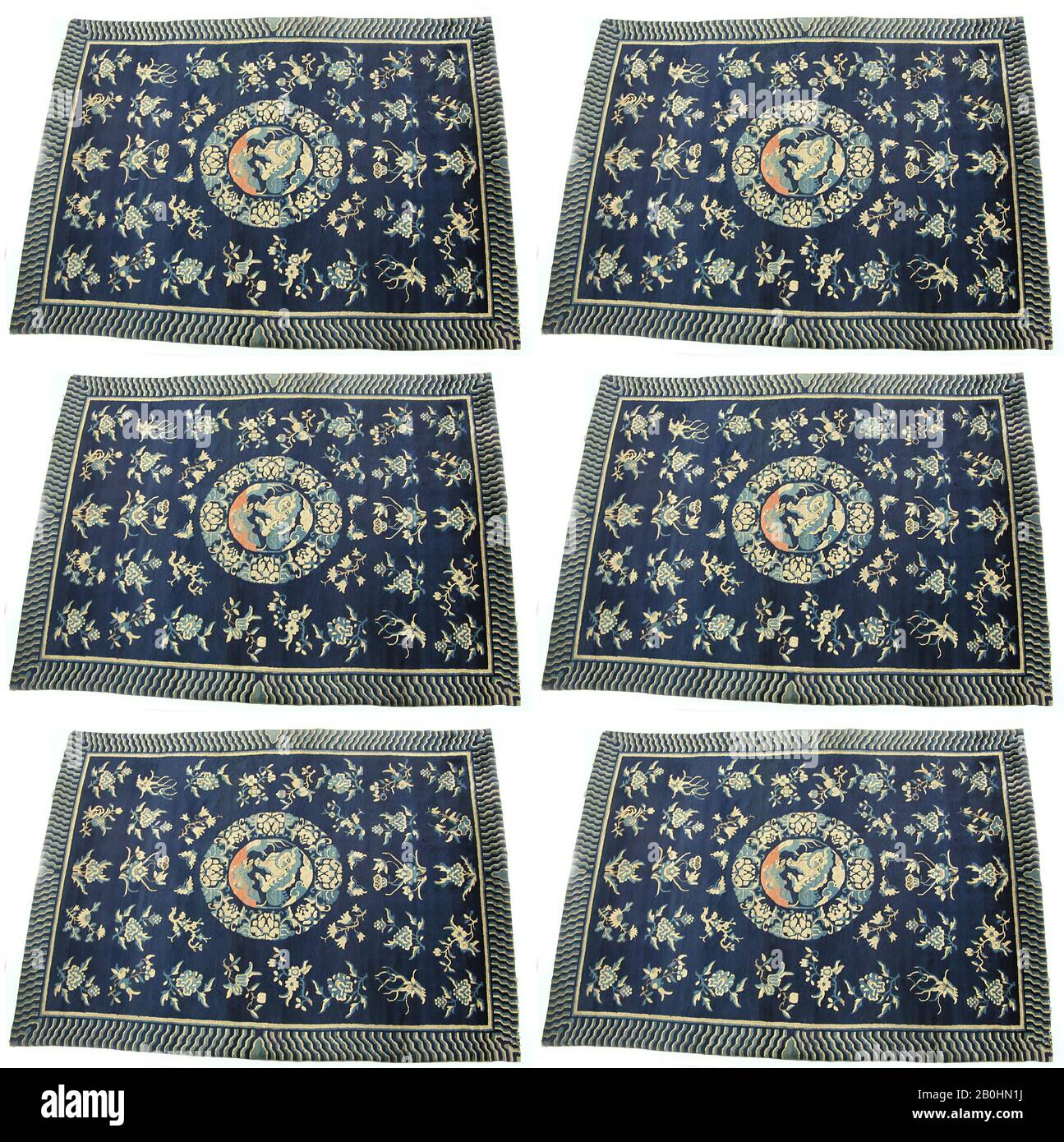 Rug, Chine, dynastie Qing (1644–1911), Date 19ème siècle, Chine, Fondation: Chaîne et trame de coton; nouage de laine, 92 x 68 po. (233,68 x 172,72 cm), tapis textiles Banque D'Images