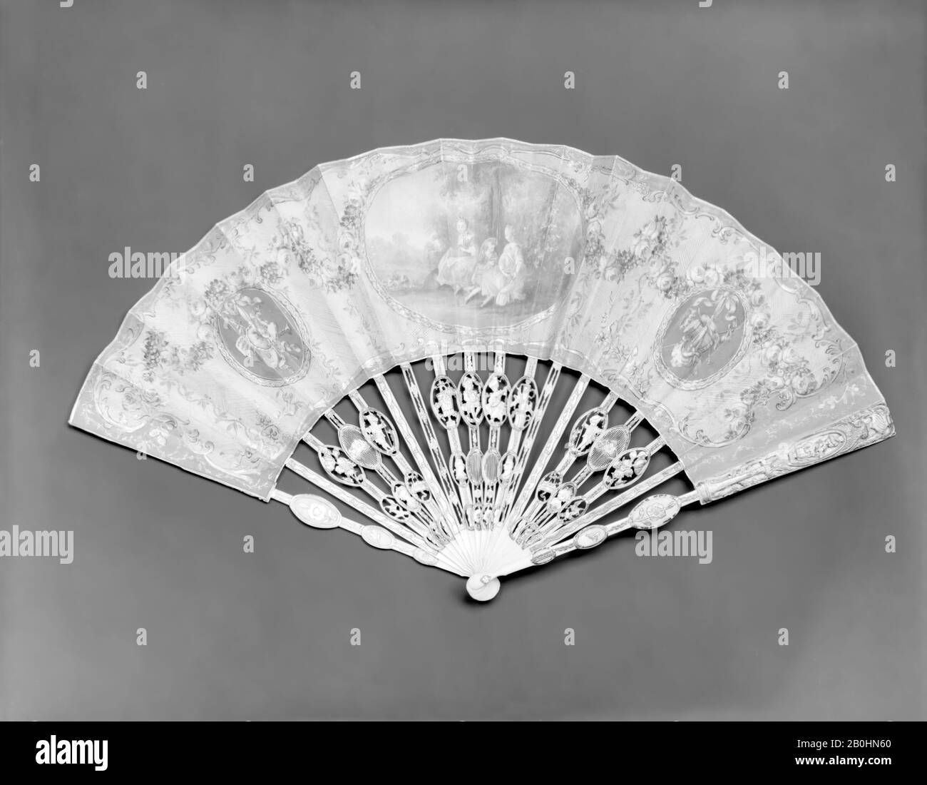 Fan, français, XVIIIe siècle, français, 10 1/2 x 18 po. (26,7 x 45,7 cm), Ventilateurs Banque D'Images