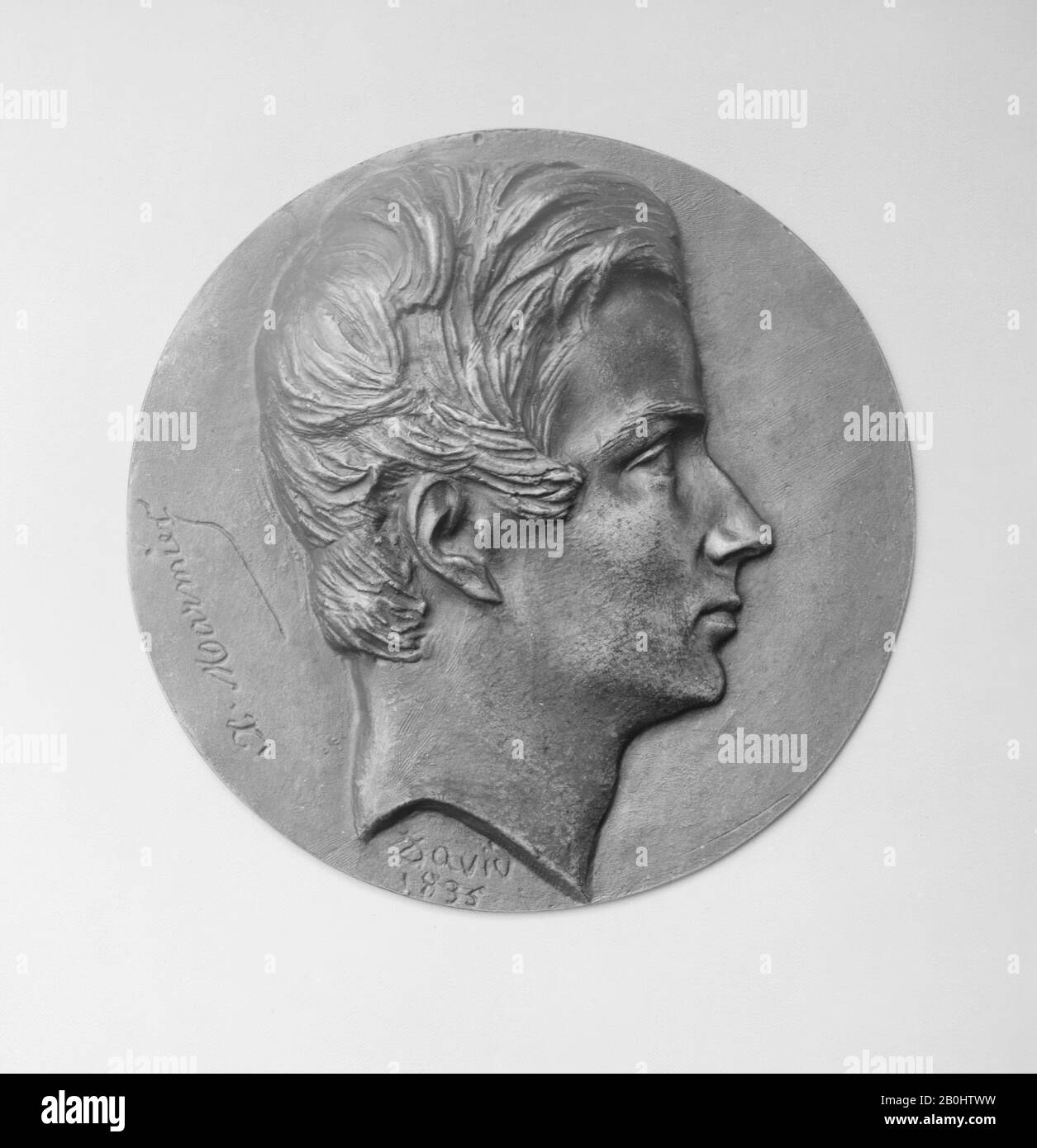 Pierre Jean David d'Angers, Xavier Marmier (1809–1892), soldat français, voyageur, membre de l'Académie, français, Pierre Jean David d'Angers (français, Angers 1788–1856 Paris), 1835, français, bronze, coulés - simples, diamètre: 6 3/4 in. (17,1 cm), médailles et Plaquettes Banque D'Images Pierre Jean David d'Angers, Xavier Marmier (1809–1892), soldat français, voyageur, membre de l'Académie, français, Pierre Jean David d'Angers (français, Angers 1788–1856 Paris), 1835, français, bronze, coulés - simples, diamètre: 6 3/4 in. (17,1 cm), médailles et Plaquettes Banque D'Images