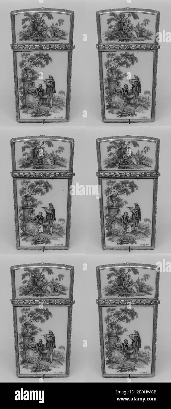 Souvenir, français, XVIIIe siècle, français, or, porcelaine pâte dure, Général : 3 7/8 × 2 1/8 po. (9,8 × 5,4 cm), céramique-Porcelaine Banque D'Images