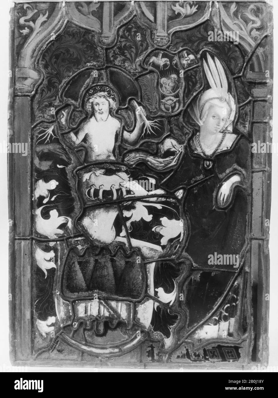 Panneau, suisse ou allemand, XVIe siècle, suisse ou allemand, Vitrail, Total : 17 × 12 po. (43,2 × 30,5 cm), Vitrail Banque D'Images