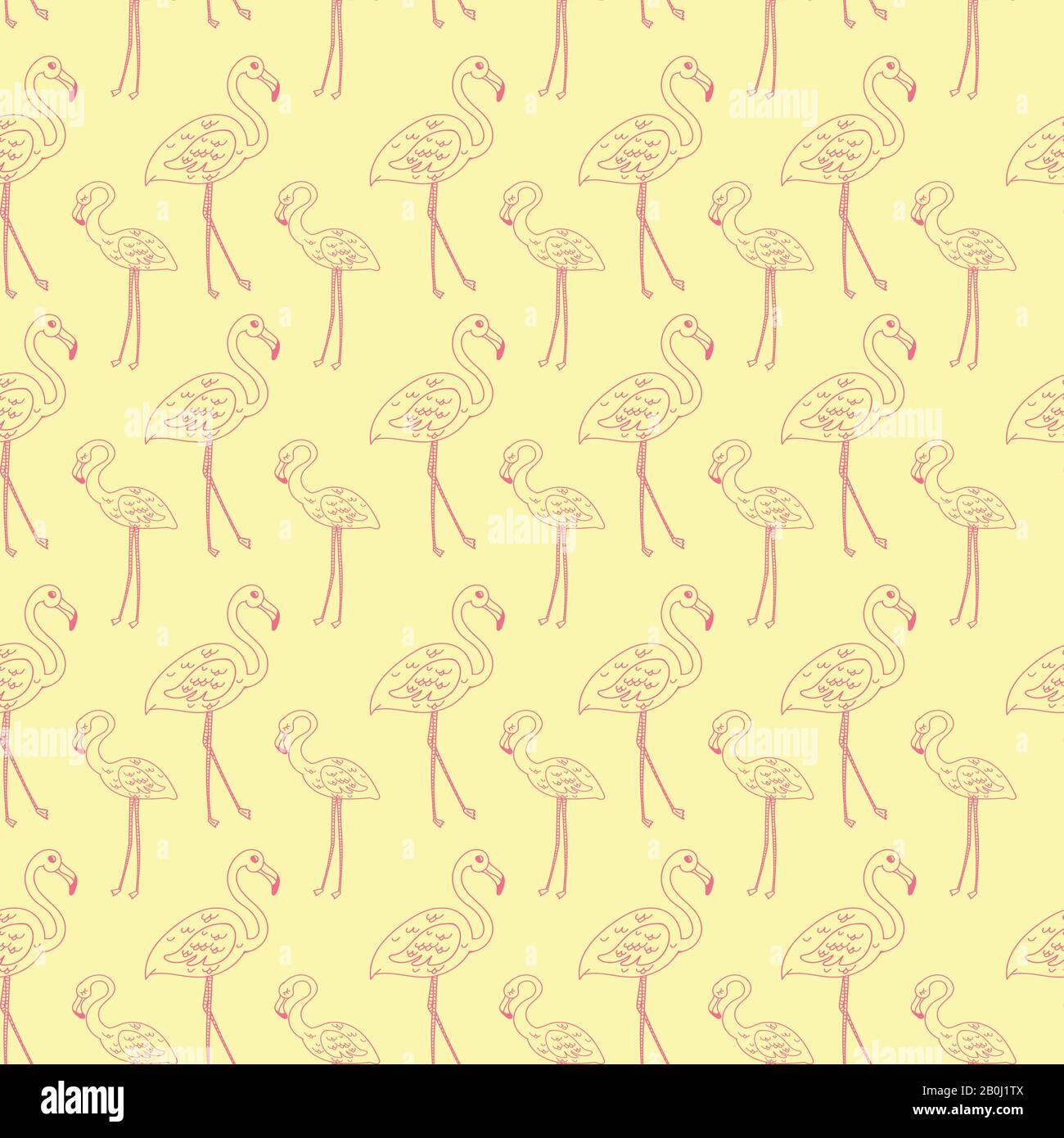 Illustration vectorielle de motif sans couture Flamingo. Joli rose Flamingo sur fond jaune Illustration de Vecteur