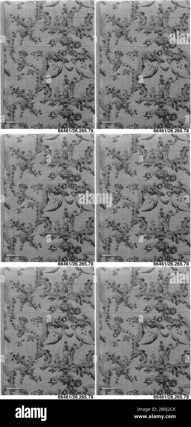 Imprimé illustré, français, 1775–85, français, lin, L. 70 x W. 47 pouces, 177,8 x 119,4 cm, textiles imprimés Banque D'Images