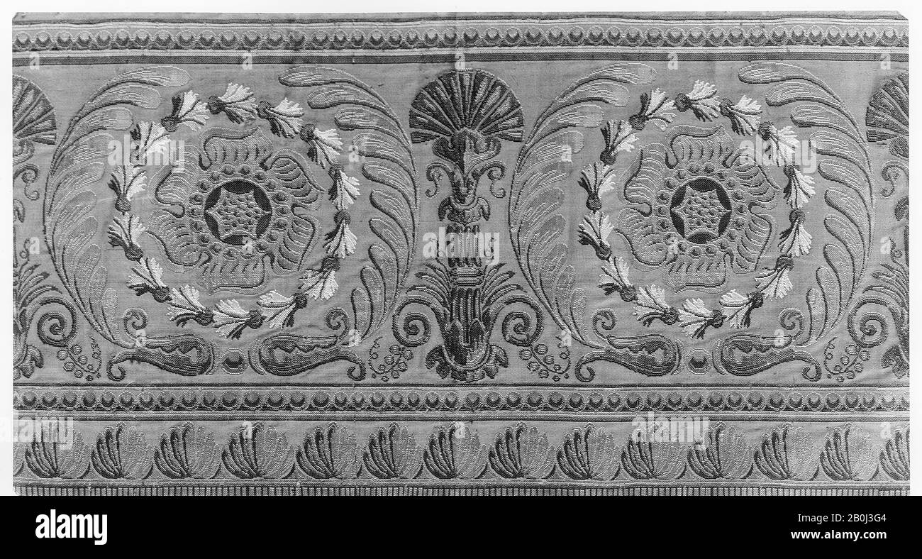 Bordure, française, 1804–14, française, soie, 45,1 x 24,4 cm, textiles tissés Banque D'Images