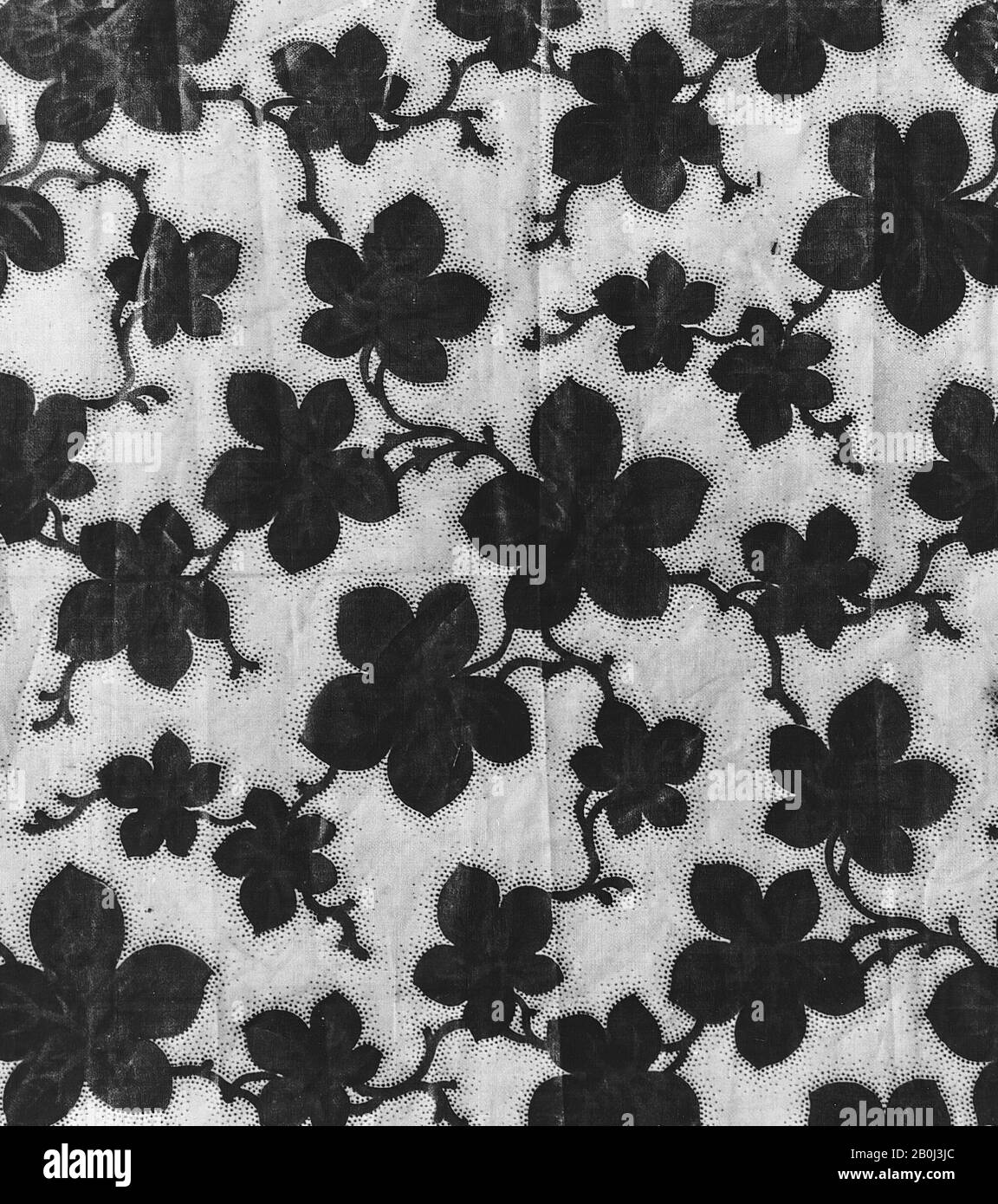 Pièce, britannique, CA. 1840-50, Britannique, coton, L. 8 1/4 x W. 9 3/4 pouces, 21,0 x 24,8 cm, textiles Imprimés Banque D'Images