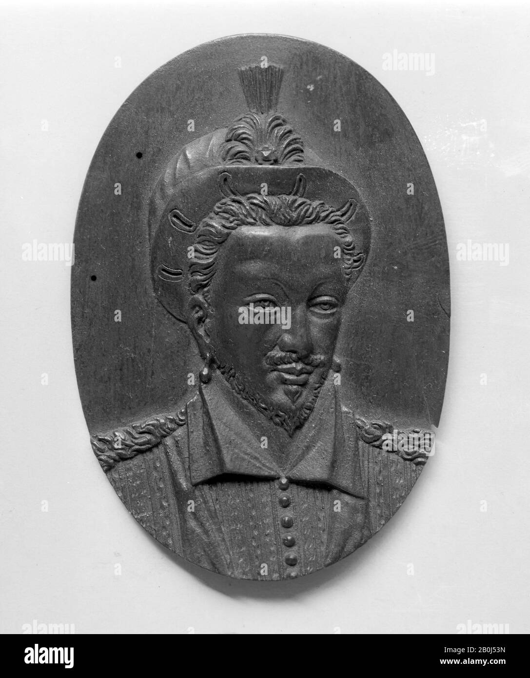Henry III (roi de France, 1574–1589), peut-être allemand, XVIe siècle, peut-être allemand, Boxwood, Dans L'Ensemble : 2 3/16 × 3 1/8 in. (5,6 × 7,9 cm), Sculpture-miniature Banque D'Images