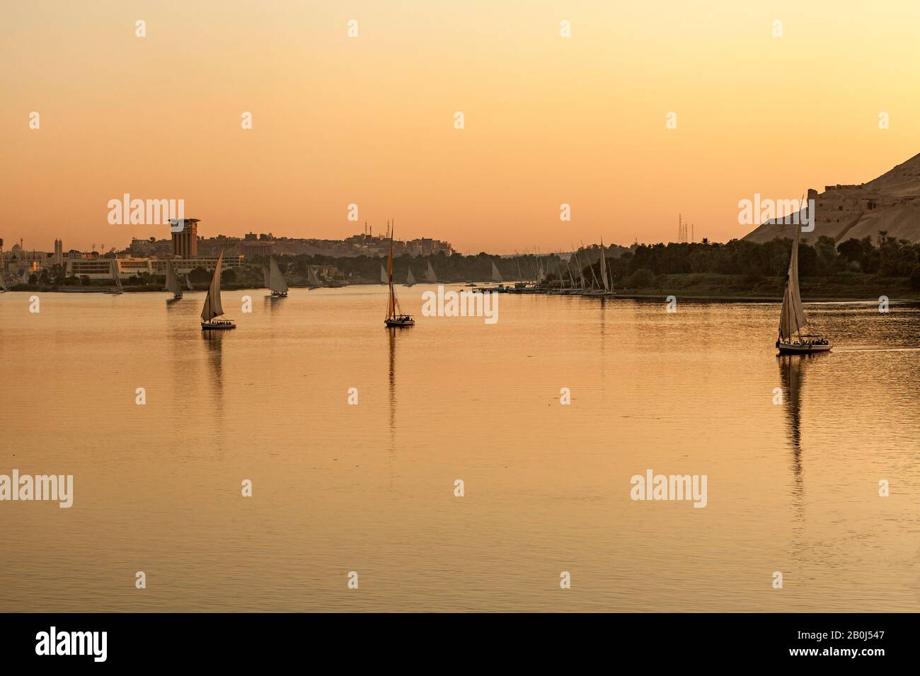 Felouques sur le Nil, Assouan, Egypte Banque D'Images