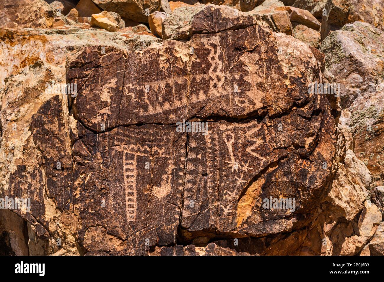 Pétroglyphes à Parowan Gap, Red Hills près de Parowan, Utah, USA Banque D'Images