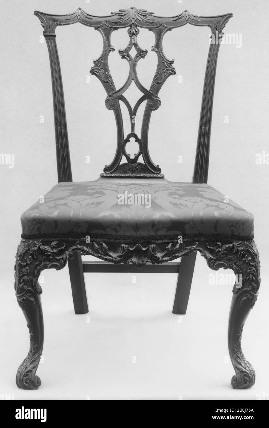 Chaise latérale, britannique, Californie. 1750, Britannique, acajou, 37 1/4 × 23 3/4 × 22 3/4 po. (94,6 × 60,3 × 57,8 cm), Meubles de bois Banque D'Images