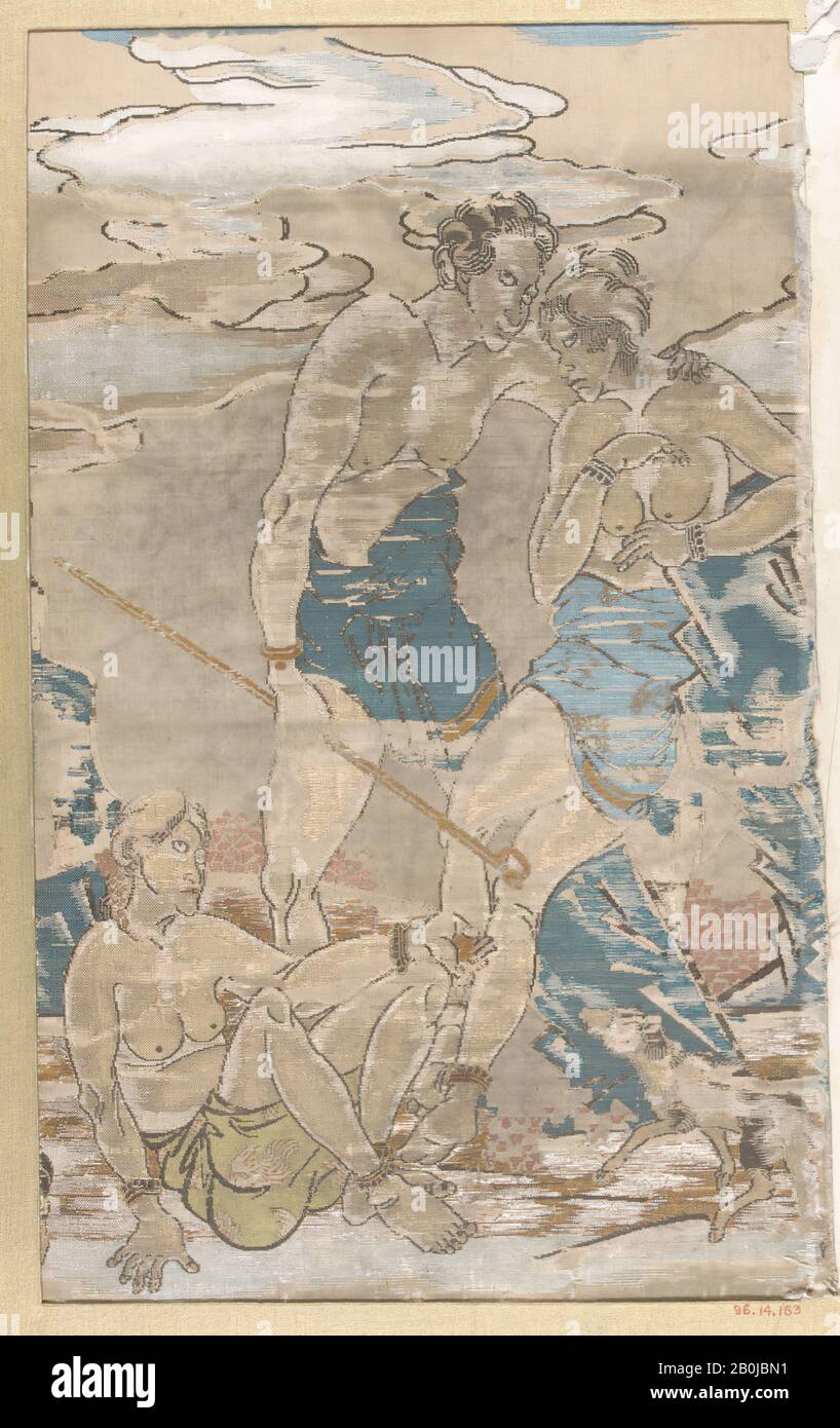 Pièce, Japon, Edo (1615–1868), date XVIIIe–XIXe siècle, Japon, soie, 13 1/4 x 8 po. (33,66 x 20,32 cm), textiles-tissés Banque D'Images