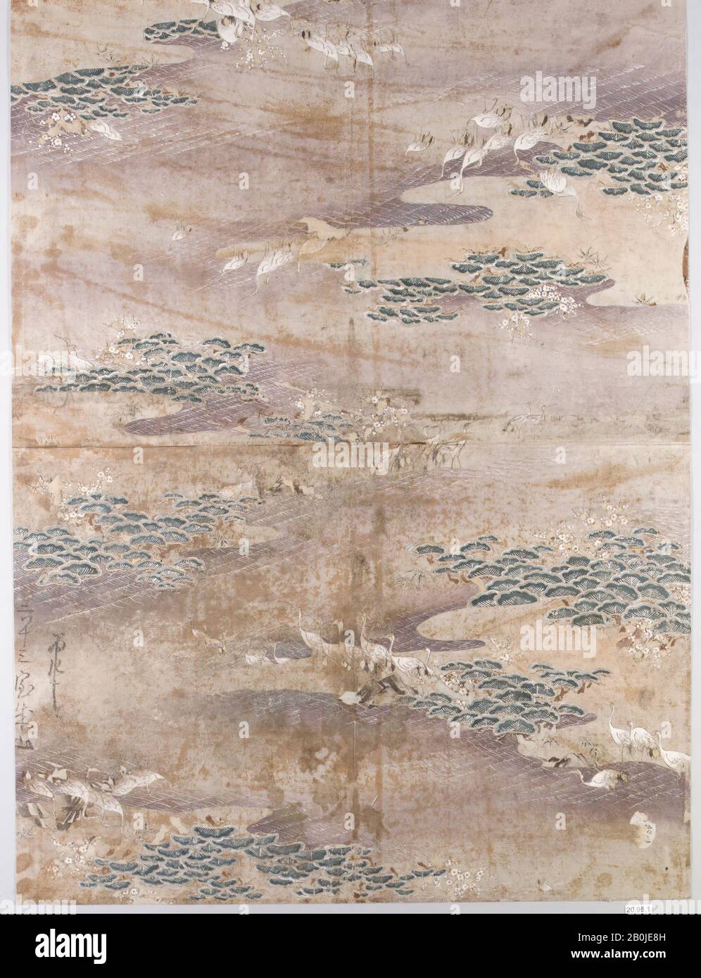 Conception textile pour pochoir, Japon, XVIIe siècle, Japon, peinture sur papier, 24 3/4 x 18 po. (62,87 x 45,72 cm), textiles-Méthodes et matériaux Banque D'Images