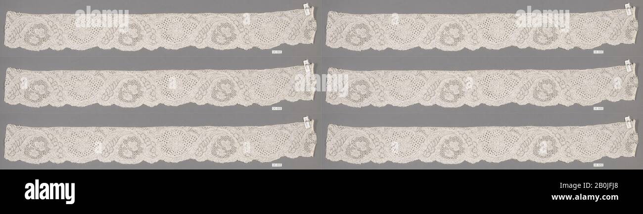 Bande, flamande, début du XVIIIe siècle, flamande, dentelle Bobbin, L. 22 x W. 2 3/4 pouces, 55,9 x 7,0 cm, textiles-lacets Banque D'Images