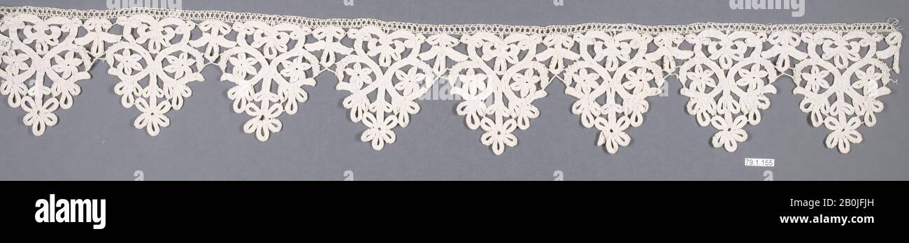Bande, italienne, XVIIe siècle, italienne, dentelle Bobbin, L. 25 x W. 3 1/2 pouces (63,5 x 8,9 cm), textiles-lacets Banque D'Images