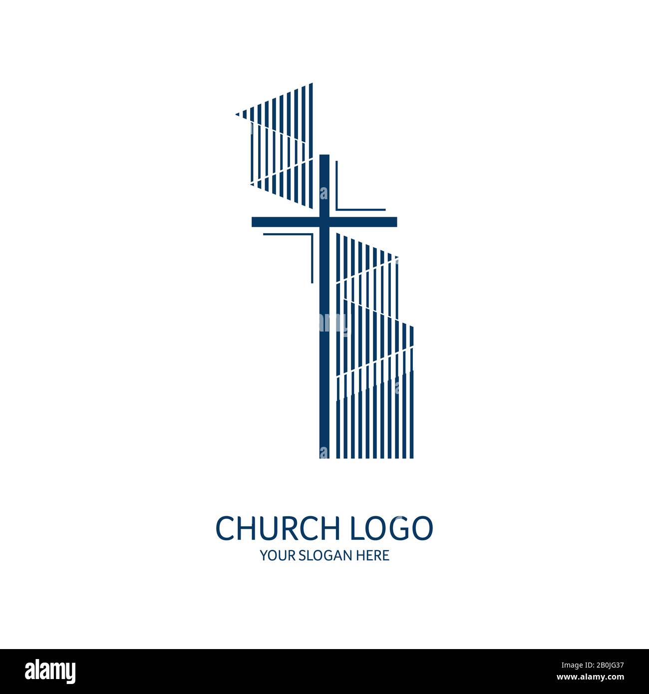 Logo de l'église. Symboles chrétiens. Croix du Seigneur et Sauveur Jésus Christ. Illustration de Vecteur