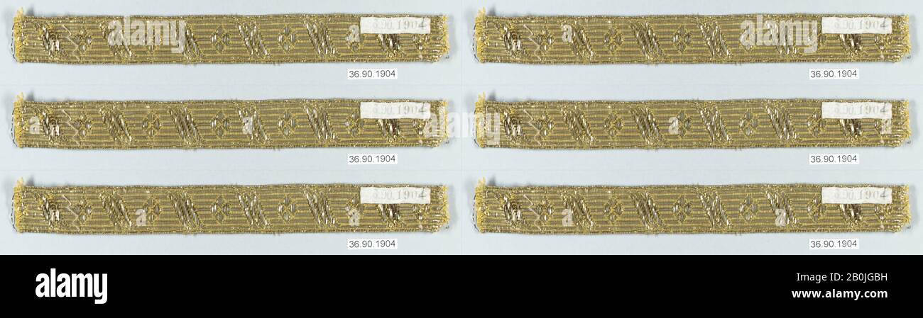 Galoon, européen, fin du XVIIIe au début du XIXe siècle, européen, soie, L. 9 x W. 1 pouces, 22,9 x 2,5 cm, textiles-Trimmings Banque D'Images