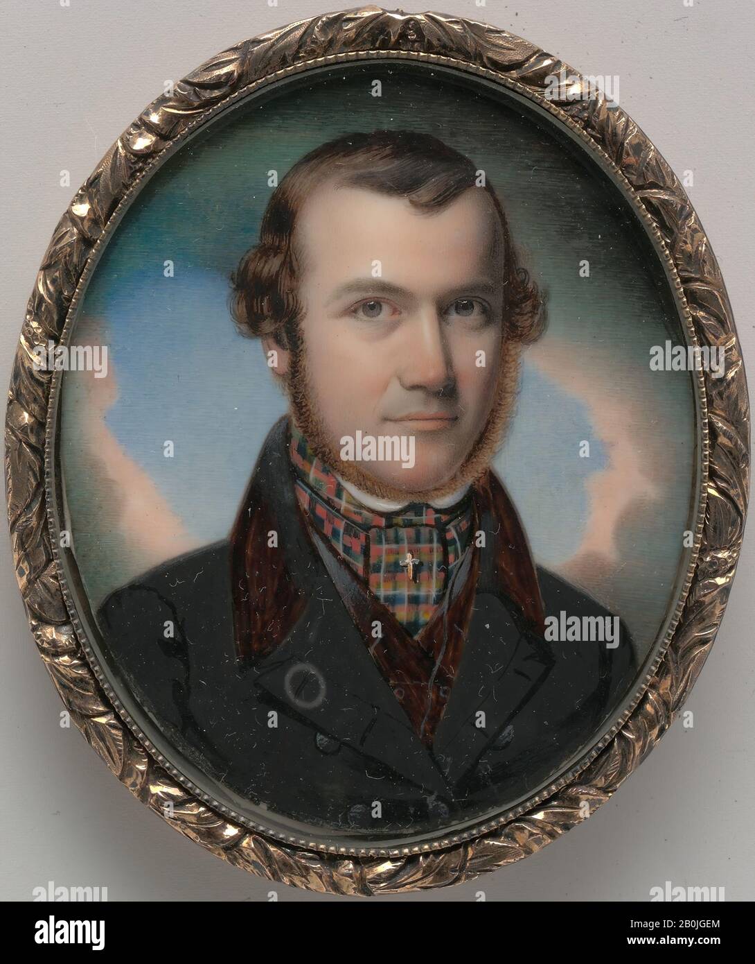 John Henry Brown, Autoportrait, Américain, John Henry Brown (1818–1891), Ca. 1846, américain, aquarelle sur ivoire, 2 7/16 x 2 po. (6,2 x 5,1 cm), Peintures Banque D'Images