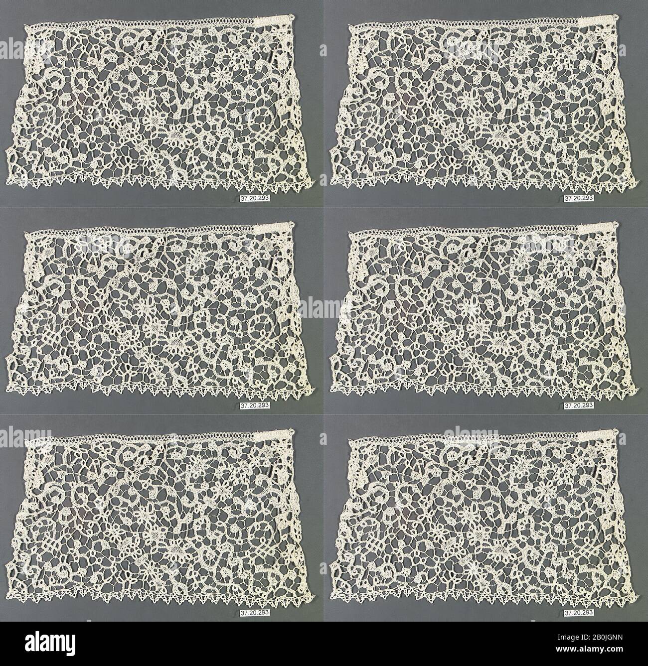 Fragment, flamand, XVIIe siècle (?), flamand, dentelle Bobbin, L. 9 x W. 5 pouces (22,9 x 12,7 cm), textiles-lacets Banque D'Images