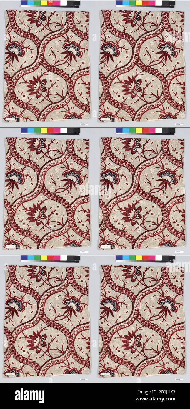 Pièce, peut-être française, XVIIIe siècle, peut-être française, coton, L. 15 3/4 x W. 11 1/2 pouces, 40,0 x 29,2 cm, textiles imprimés Banque D'Images