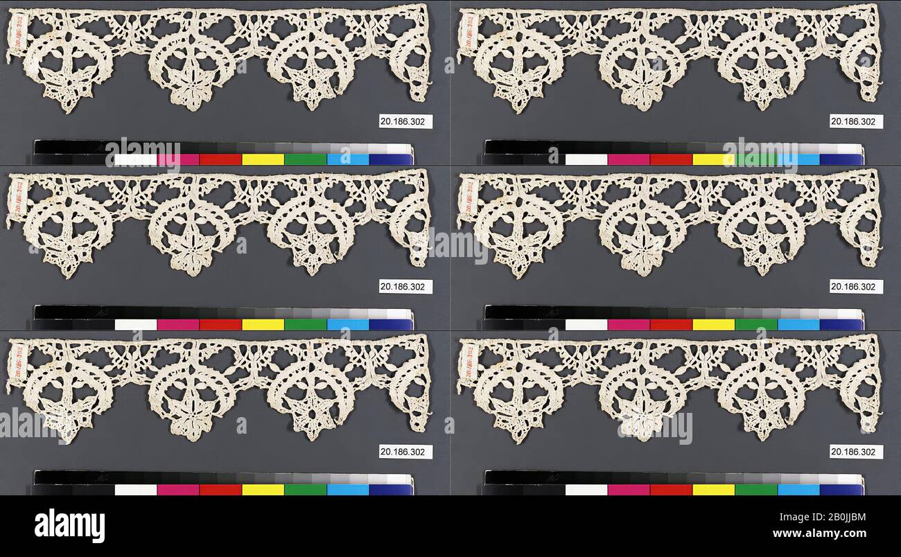 Bordure, italienne, XVIe siècle, italienne, dentelle Bobbin, L. 9 x W. 2 1/4 pouces (22,9 x 5,7 cm), textiles-lacets Banque D'Images