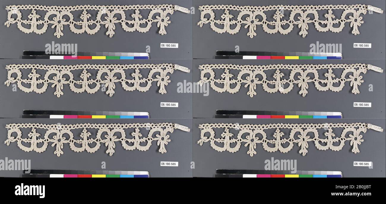 Fragment, italien, XVIe siècle, italien, dentelle Bobbin, 26,7 x 5,1 cm, textiles-lacets Banque D'Images