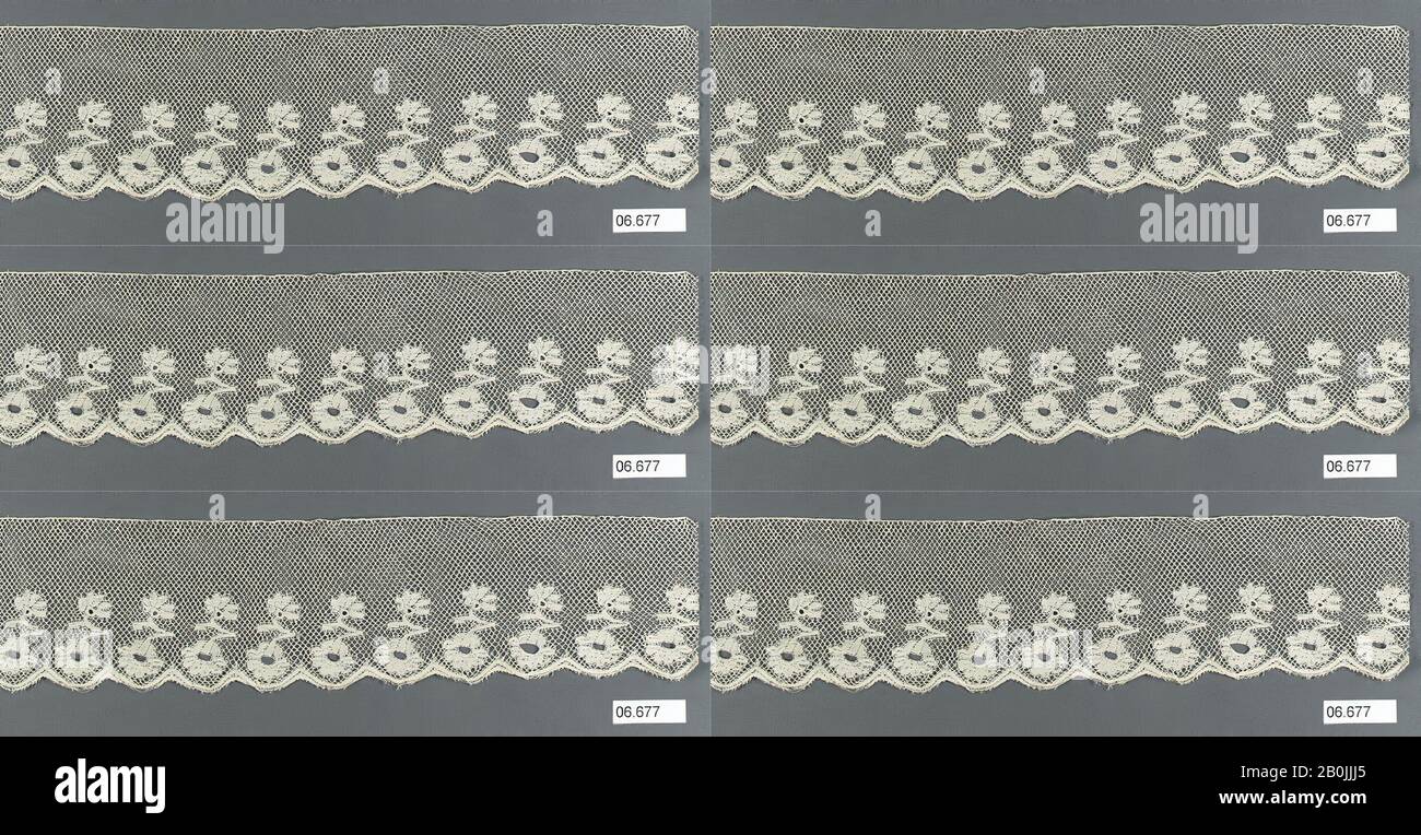 Pièce, française, CA. 1840, Français, dentelle Bobbin, L. 11 x W. 2 1/4 pouces (27,9 x 5,7 cm), textiles-lacets Banque D'Images