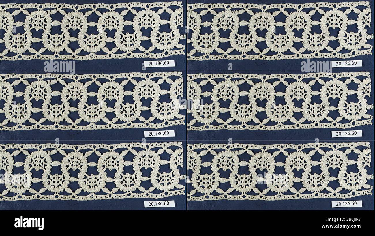 Insertion, Italien, Gênes, XVIIe siècle, Italien, Gênes, dentelle Bobbin, L. 9 x W. 2 pouces (22,9 x 5,1 cm), textiles-lacets Banque D'Images