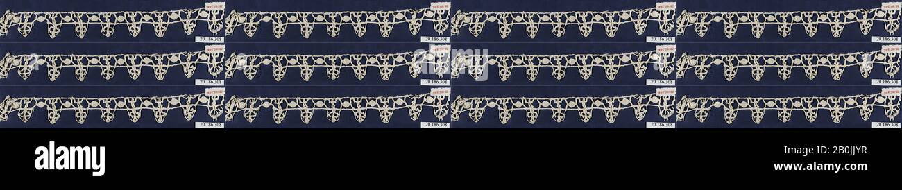 Bordure, italienne, Gênes, XVIe siècle, italienne, Gênes, dentelle Bobbin, L. 9 x W. 1 pouce (22,9 x 2,5 cm), textiles-lacets Banque D'Images