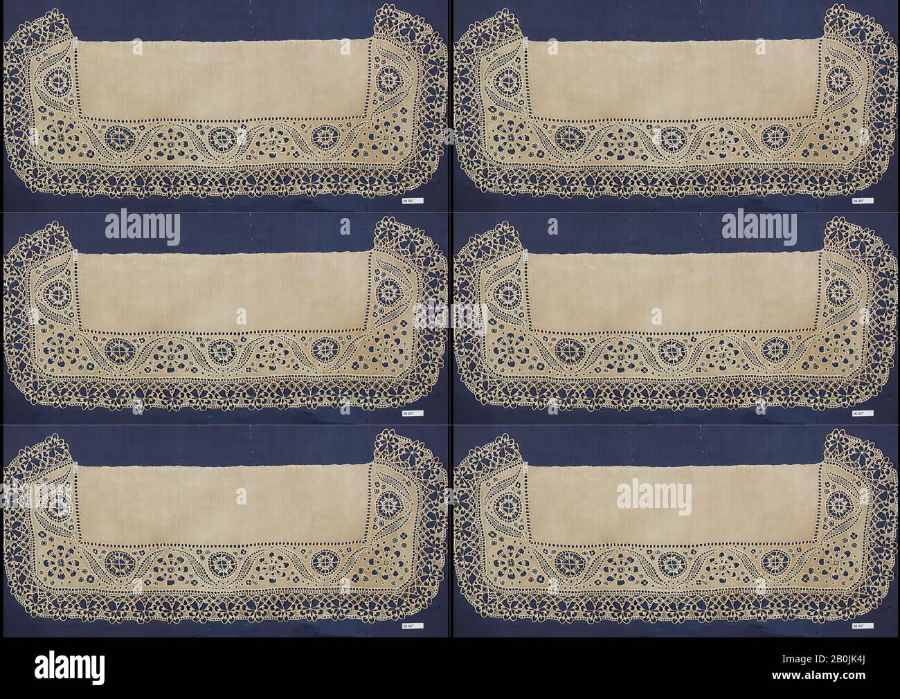 Headdress (Coiffe), Danois, XVIIIe siècle, Danois, Cutwork, L. 25 x W. 9 pouces, 63,5 x 22,9 cm, textiles-lacets Banque D'Images